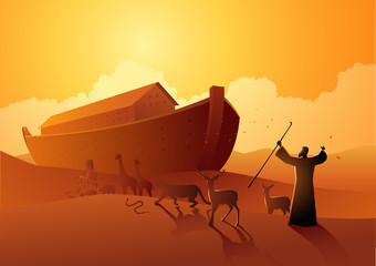 Fototapeta premium Noah and the ark before great flood