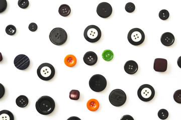 Many different buttons isolated on white background.