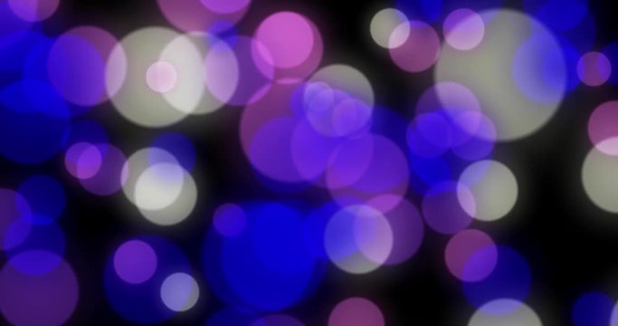 cyclic animation of defocused flow points of light on a black background,magenta, violet, blue, white bokeh background, abstract CGI images of high definition, ideal for editing, broadcasting.