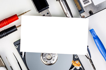 white blank sign board with support and repairing service concept.