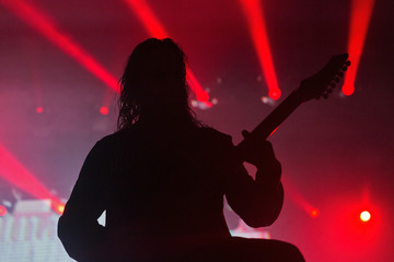 Rock guitarist live performance