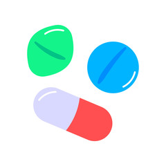 Pills icon isolated on white. Vector illustration.