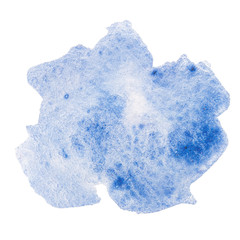 Watercolor texture of a blue spot, with a texture of paper