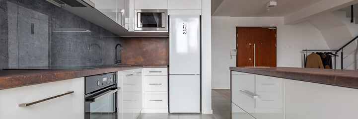 Kitchen with white cabinets