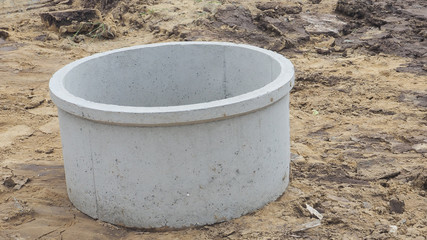 Fototapeta premium Concrete precast drainage work is construction site on the clay and sand