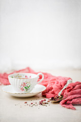 Stanley Fine Bone China Tea Cup and Saucer with Loose Leaf Cherry Blossom Tea