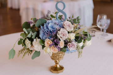 Elegant classics of a wedding decor. Bridal table