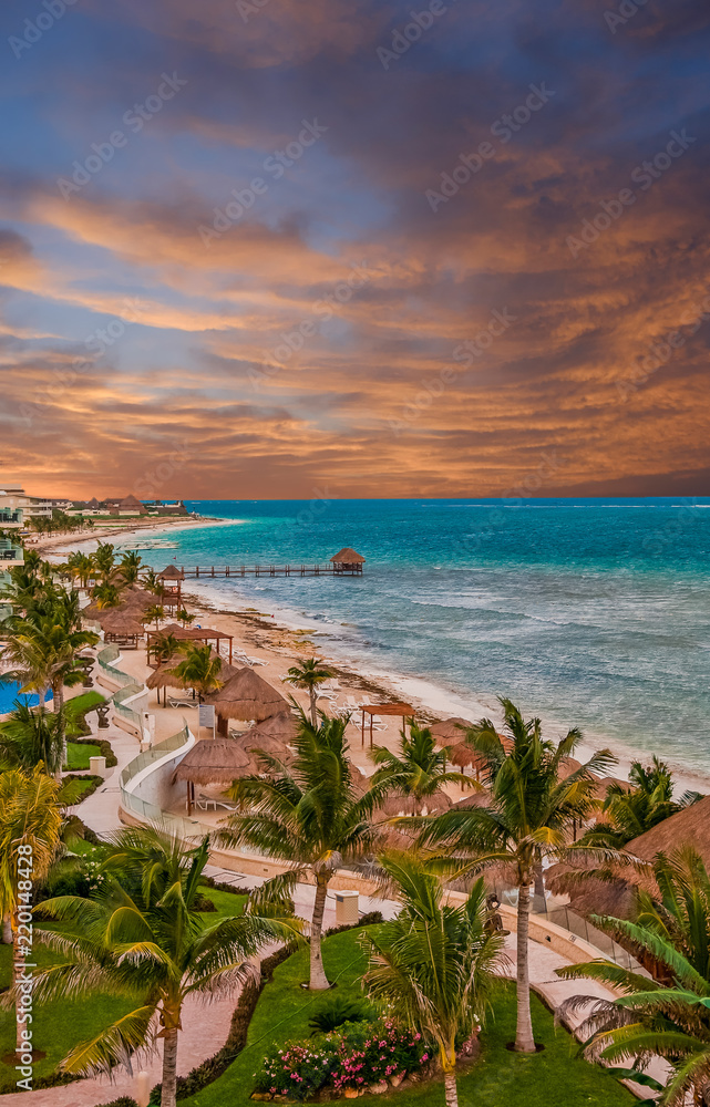 Canvas Prints Walkway Along Tropical Beach