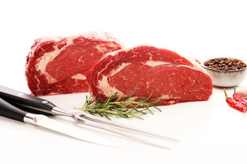 Steak raw. Barbecue Rib Eye Steak, dry Aged Wagyu Entrecote Steak.