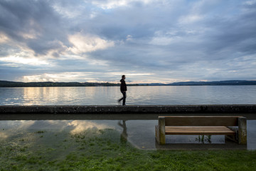 Naklejka premium Hochwasser Sommer 2016 in Berlingen am Bodensee 