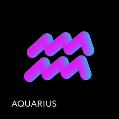 Aquarius Text horoscope Zodiac sign 3D shape Gradient