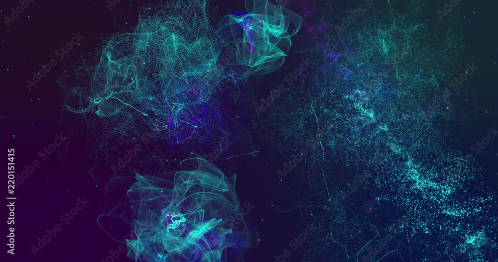 Poster 4k rendered computer generated video abstract moving background. digital space and nebulae, spirals,