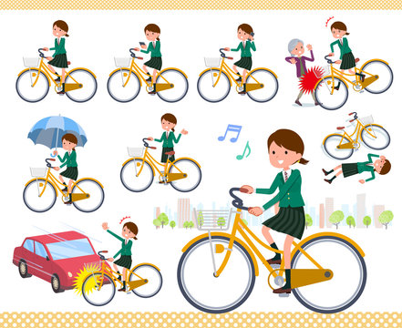 flat type school girl Green Blazer_city cycle