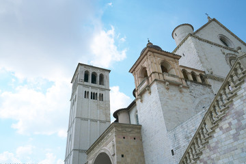 Assisi,Italy-July 28, 2018: Basilica di San Francesco d'Assisi or Papal Basilica of Saint Francis...