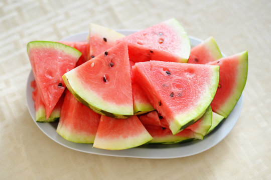 Watermelon slices on dish