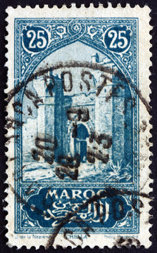 Postage stamp French Morocco 1917 City Gate, Chella