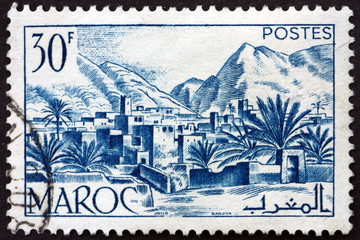 Postage stamp French Morocco 1951 Todra Valley