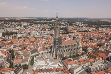 Naklejka na ściany i meble Aerial view of Ulm Minster at day time