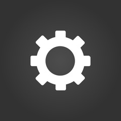 gear Icon . Simple flat symbol. Perfect White pictogram illustration on black background.