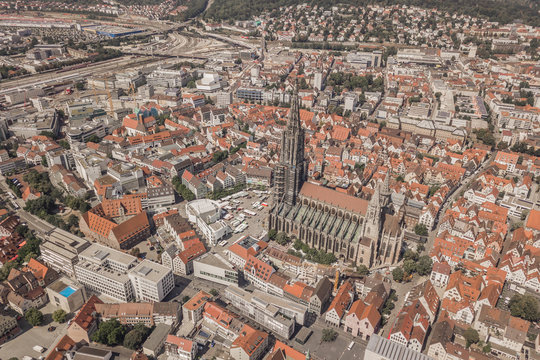 Aerial view of Ulm Minster at day time - Powered by Adobe