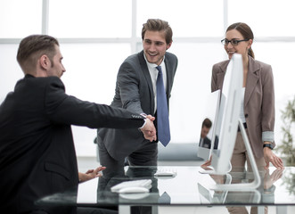 Manager explaining a business team, new goals