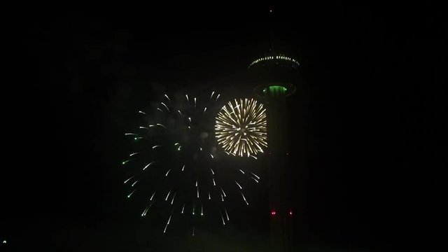 San Antonio, Tower of the Americans Fireworks, slow motion