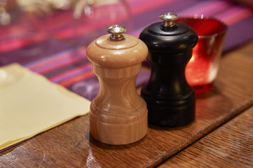 salt and pepper box on a table
