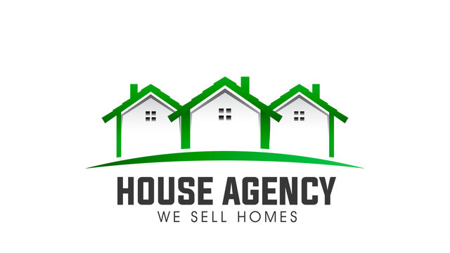 House real estate green logo vector
