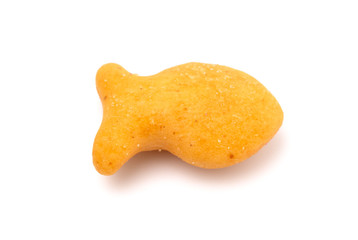 FIsh Shaped Cheese Crackers on a White Background