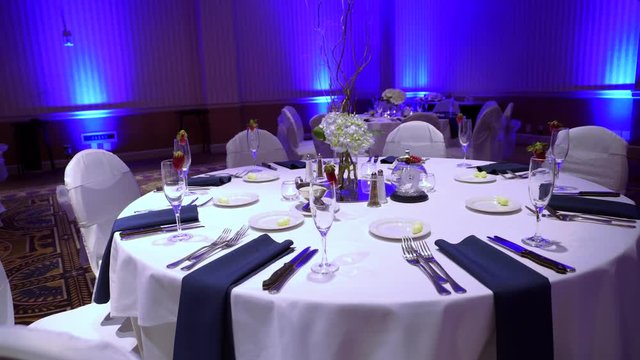Blue reception hall table set