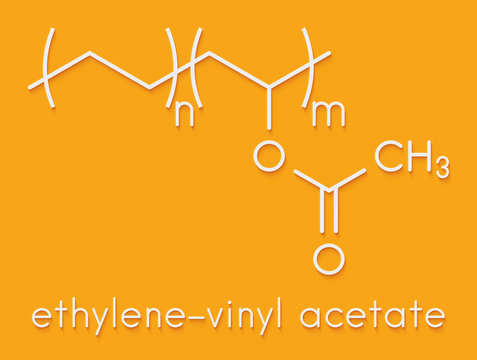 Ethylene-vinyl acetate (EVA) copolymer, chemical structure. Skeletal formula.