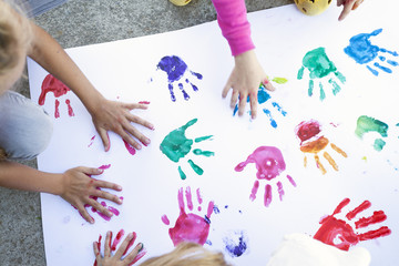 Colorful children hand