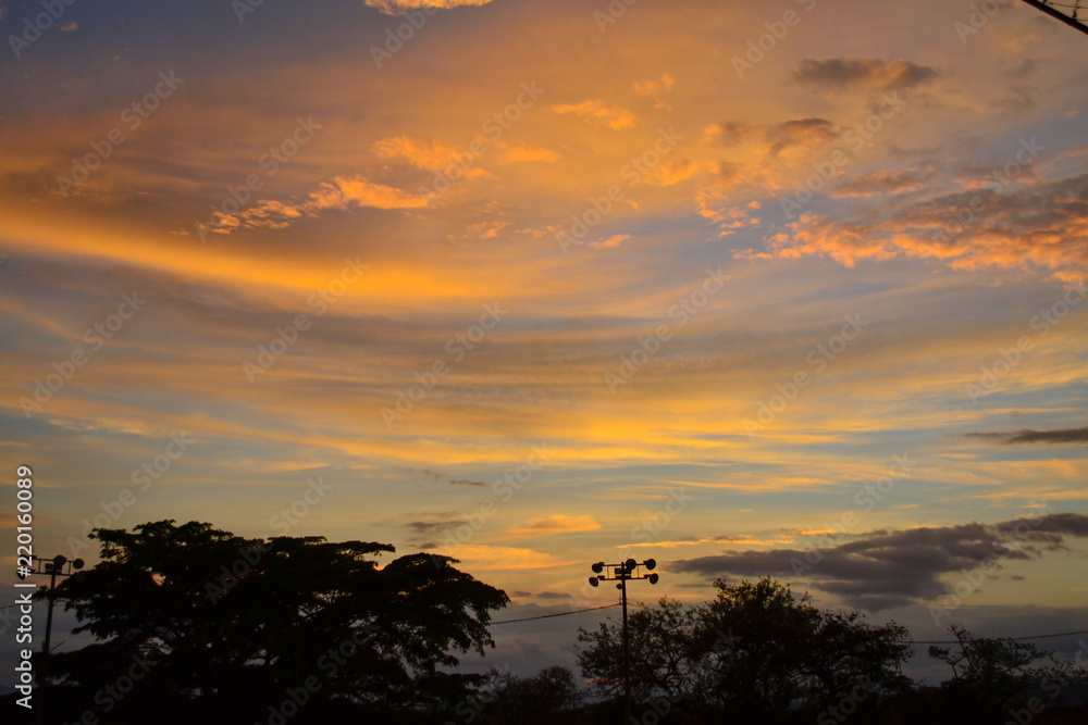 Wall mural warm colorful sunset