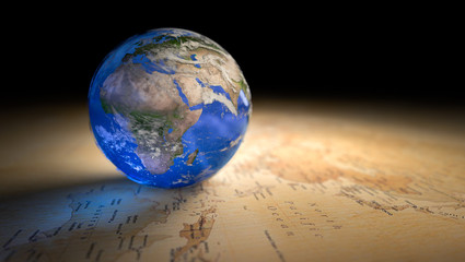 blue marble earth in map 3d render