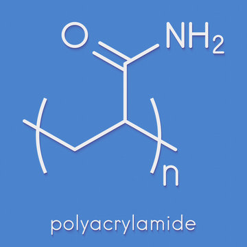 Polyacrylamide (PAM) polymer, chemical structure. Skeletal formula.