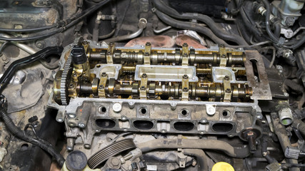 Fototapeta premium The disassembled car engine