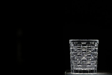 Transparency crystal glass on black background