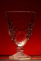 Transparency crystal glass on red background