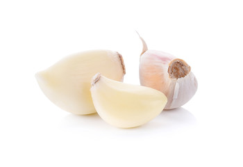 garlic on white isolate background with shadow.