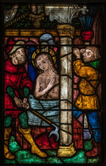 Obraz na płótnie Canvas Stained glass church window in Staubing, Germany