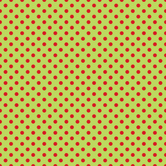 Seamless lime green and red dot pattern background. Ideal for packaging designs.