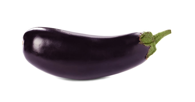 Tasty raw ripe eggplant on white background