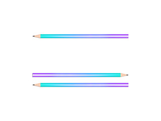 Pencils in top view Mockup in minimalist style Three gradient pencils are lying on white background Photo template with copy space in flat lay