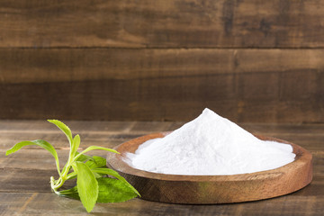 Natural sweetener in powder from stevia plant - Stevia rebaudiana