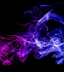 Colored smoke on black background
