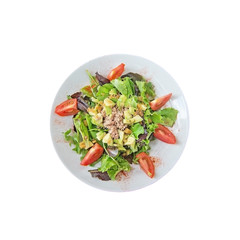 Fresh salad plate with avocado tuna