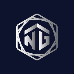 N G Initial letter hexagonal logo vector