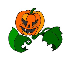 Pumpkin Jack lantern 2D illustration isolated on white background.