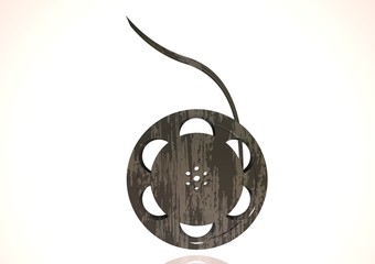 Silver and black film on a white