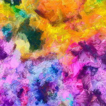 Impression color mix abstract texture art. Artistic bright bacground. Oil painting artwork. Modern style graphic wallpaper. Large strokes of paint. Colorful pattern for design work or wallpaper. © Alexandr